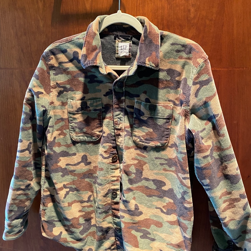 Boys Size XXL Gap Corduroy Camp Print Lined Shirt